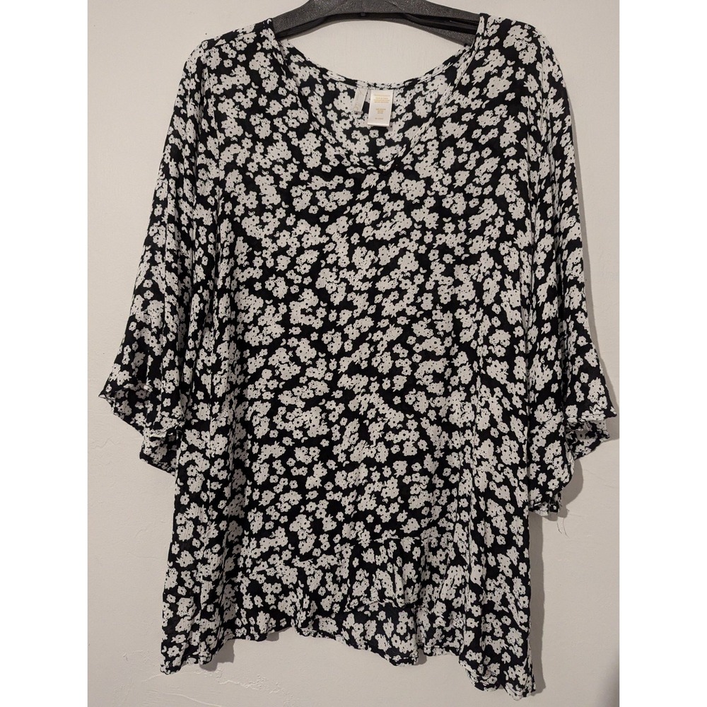 Anne Cole black and white floral shirt xs